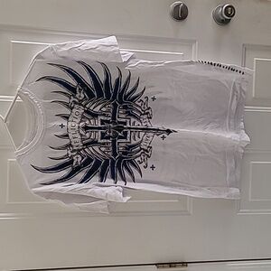 Men's affliction short sleeve with side stitch